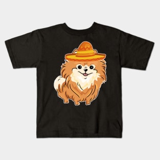 Cute dog pomeranian mexico cinco de mayo Kids T-Shirt
